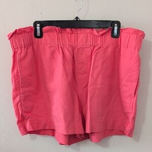 A New Day Linen-Blend Pull-On Shorts Coral High Waist Summer Women's Size XL
